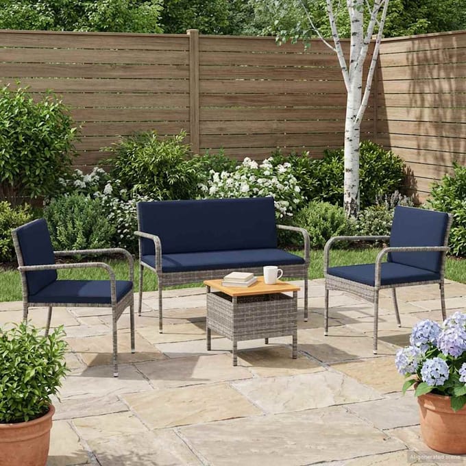 vidaXL - Tuinset - Grijs - poly - rattan