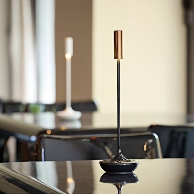 Sigor Nucandle LED oplaadbare tafellamp, zwart/koper, IP54, dimbaar