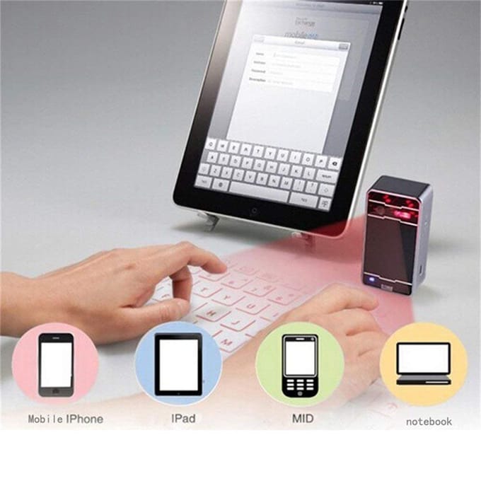 Draadloze Projectie Bluetooth Virtueel Toetsenbord voor Smartphone en Tablets wit