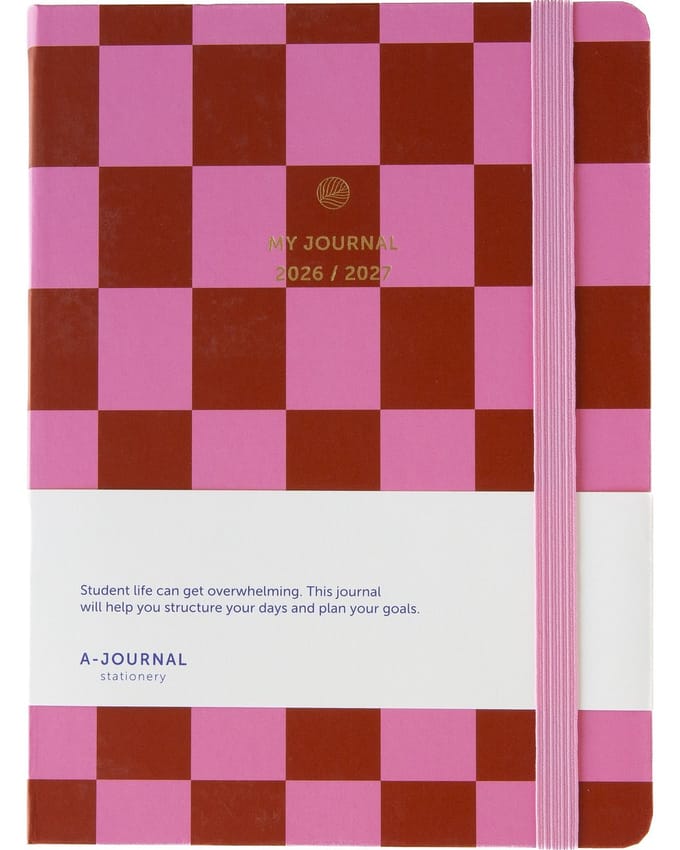 My Journal - Schoolagenda 2026-2027 - A5 - Geruit roze