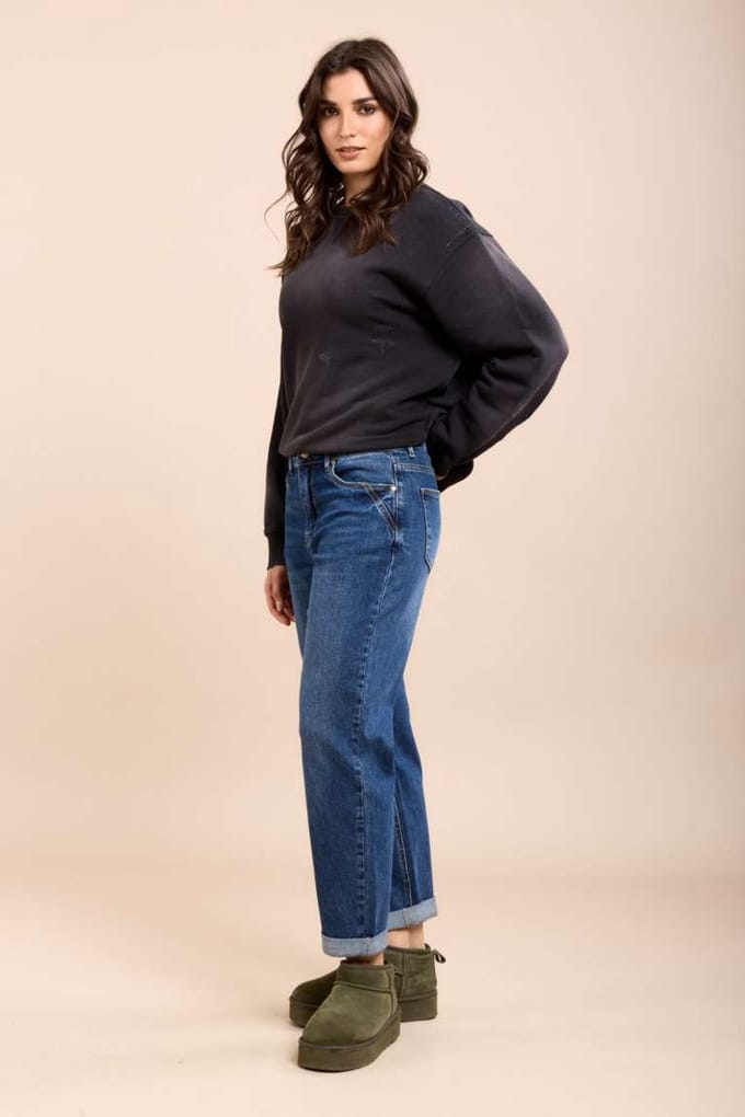 Toxik3 - Boyfriend fit jeans donker