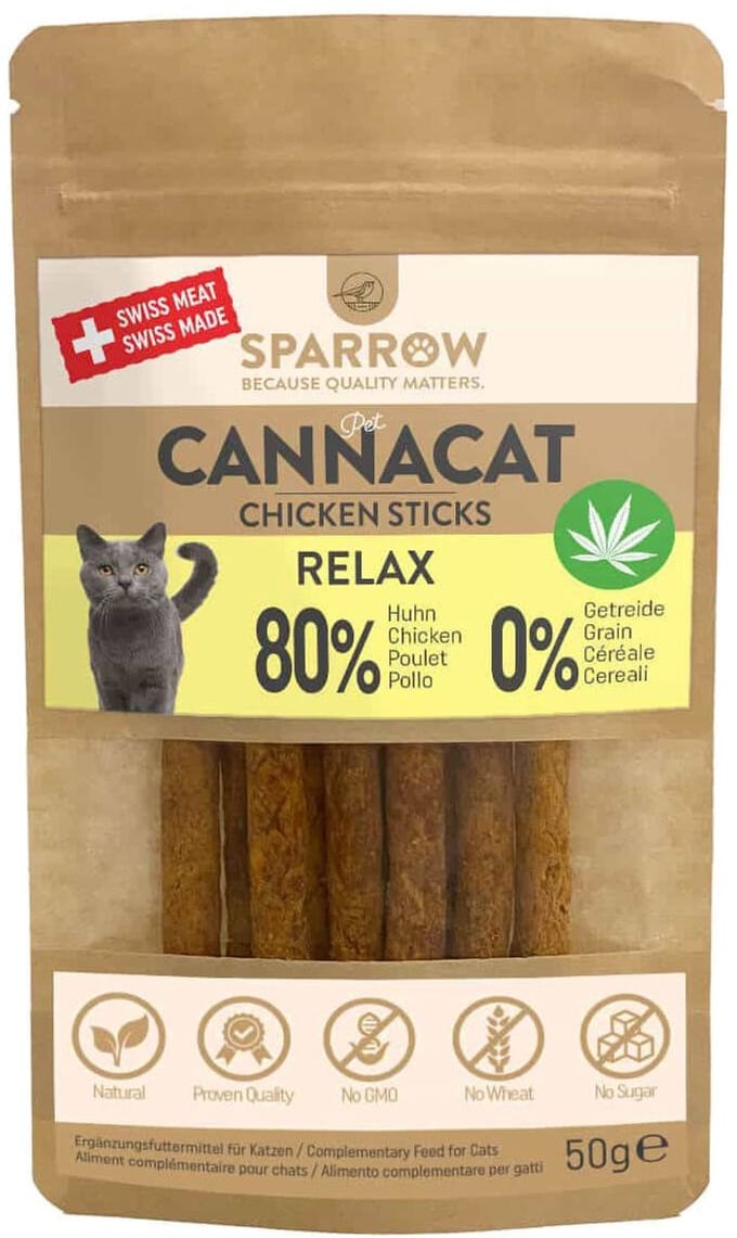 SPARROW Pet CannaCat Kip Sticks met CBD - 50 g