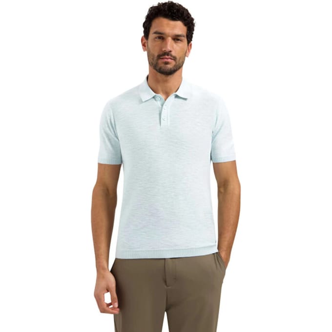 No Excess Pullover short sleeve polo slub sky