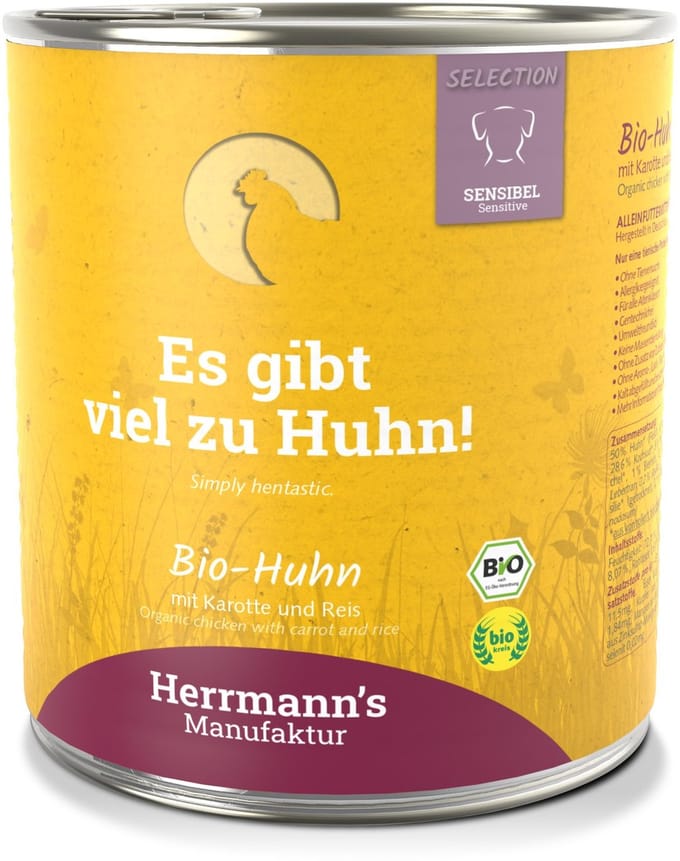Herrmann's Bio Sensitive Honden Natvoer - Kip met Wortel - 800 g