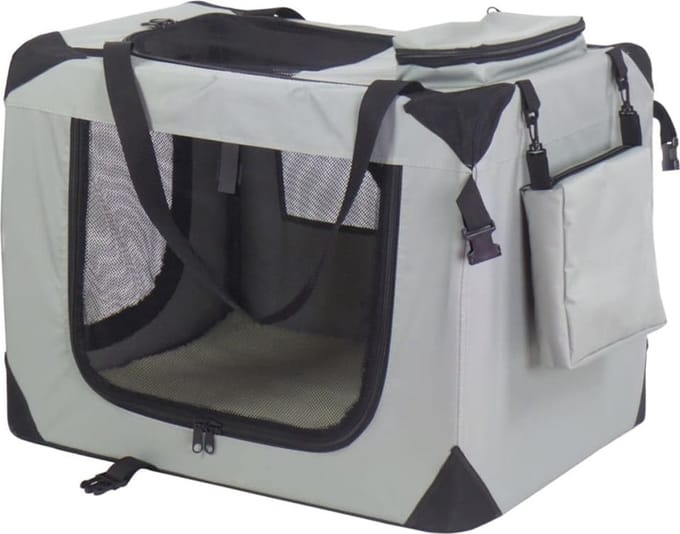 Reismand dogcrate nylon grijs 82x58x58 cm