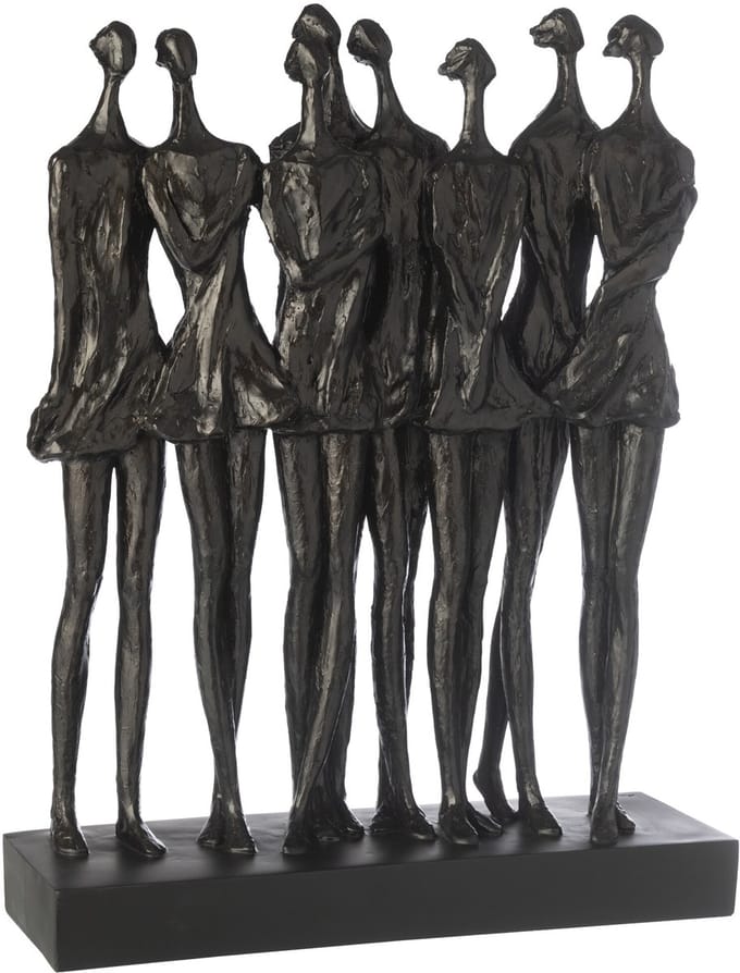 J-Line decoratie Figuur Op Voet 8 Mensen - polyresin - zwart - large