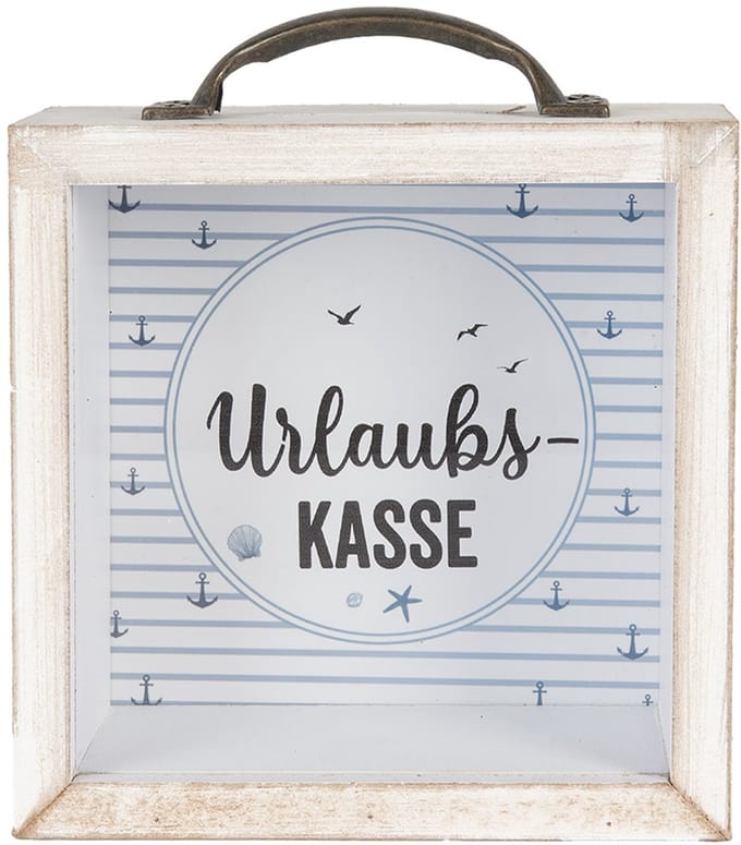 Clayre & Eef Spaarpot 15x8x15 cm Wit MDF