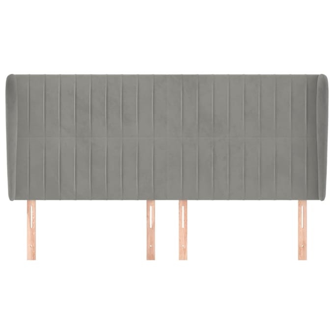 vidaXL - Hoofdbord - met - randen - 183x23x118/128 - cm - fluweel - lichtgrijs