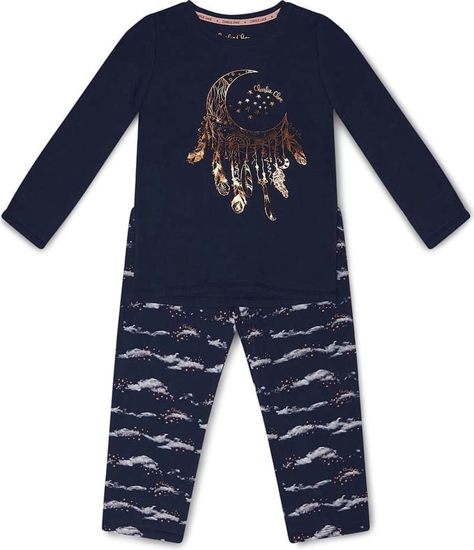 Blauwe meisjes pyjama maan