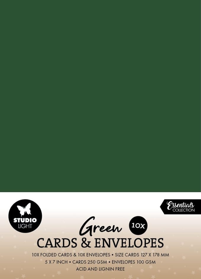 Cards & envelopes Christmas green 5x7 inch - Essentials nr. 16