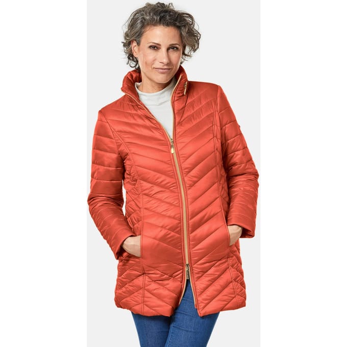Flatteus, licht, lang gewatteerd jack - terracotta - Gr. 42 van Goldner Fashion