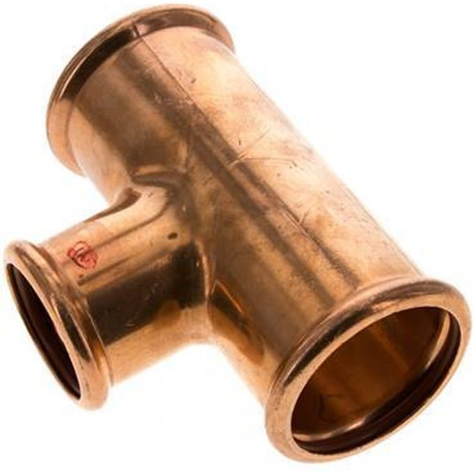Tee Press Fitting - 42mm & 54mm Persmof - Koperlegering