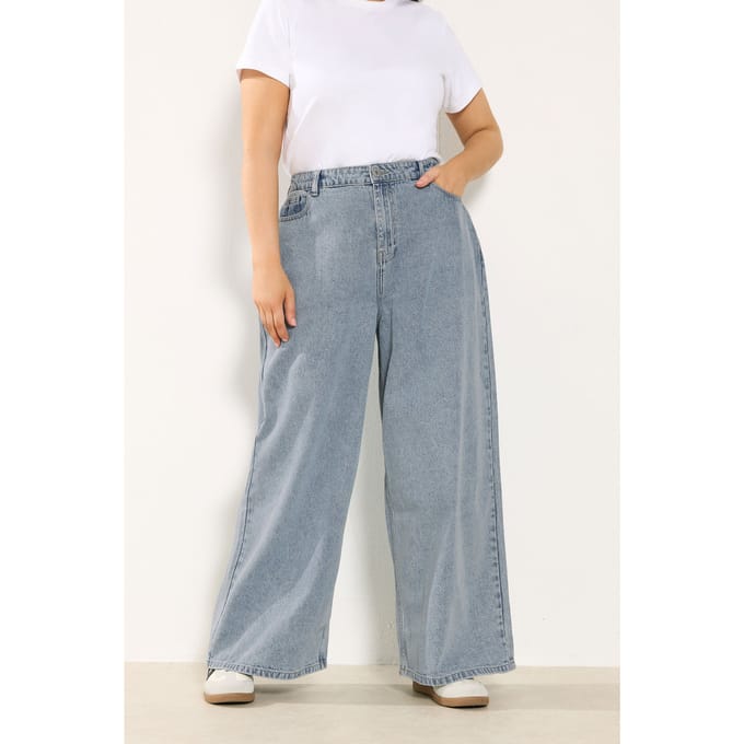 Yours Blauwe Palazzo Jeans Size 42