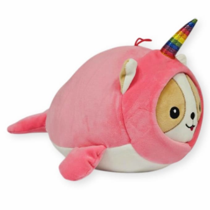 Hond in Roze Vis Onesie Pyjama Kawaii Pluche Knuffel 20 cm