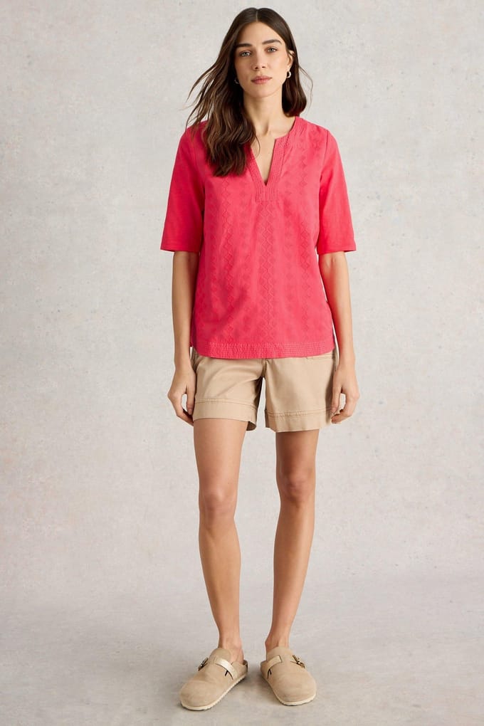 White Stuff Weaver Notch Neck Top Bright Pink Größe: 18 | Blusen Outlet | Damen | Rosa