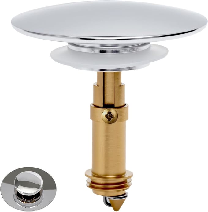Universele Pop-up Wastafelklikplug 66 mm Messing Duwafvoer