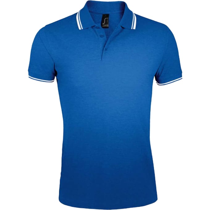 SOLS Heren Pasadena Poloshirt (Koningsblauw/Wit)