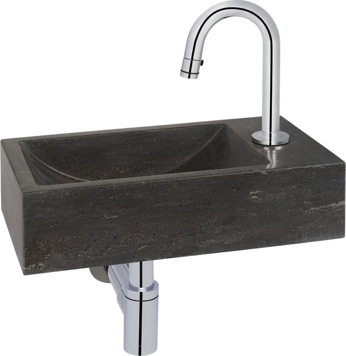 Saqu Nature Collection fonteinset met chromen kraan c-uitloop rechts natuursteen