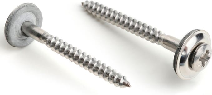 (12 STUKS) 4,5X30 PZ2 SPENGLERSCHROEF 2 DELIG (AFDICHTSCHIJF 15MM) ( RVS-A2-70 (AISI 304) 9167