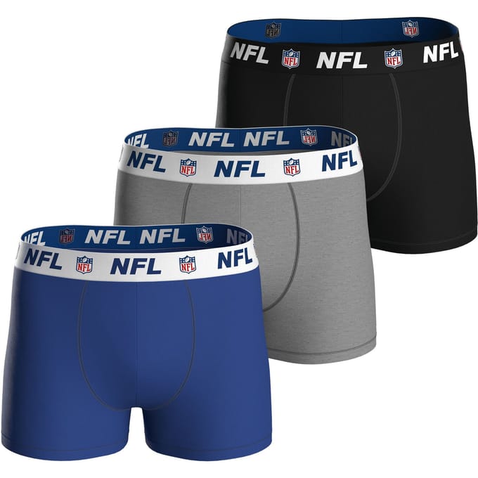 NFL Shield Logo 3-Pack 95% Cotton Boxers | Blue/Grey/Black Size M voor Sport Fanzone