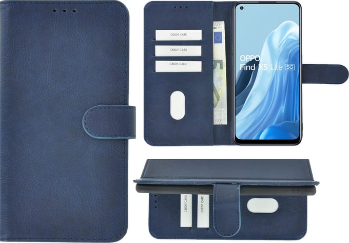 MoDo hoesje Geschikt voor Oppo Find X5 Lite - Kunstleer Book Case - Blauw