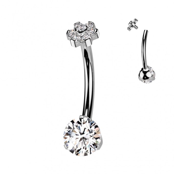 Piercing titanium rond met bloem top - LMPiercings