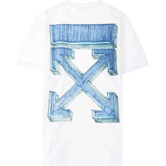 Off-White Marker Korte Mouw Overhemd Wit/Blauw Heren Tops OMAA038E20JER0020145 M gray