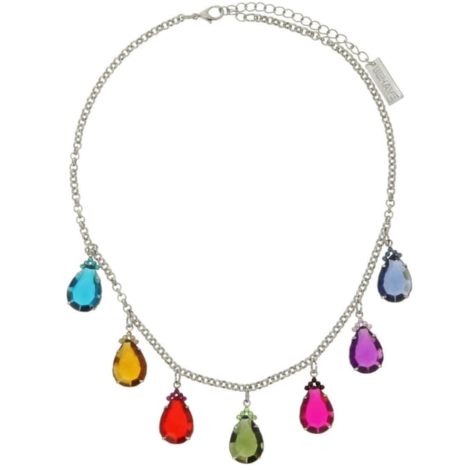 Behave ketting - Multi color druppelvormige hangers - Mode accessoires - Nikkelvrij - 40 cm