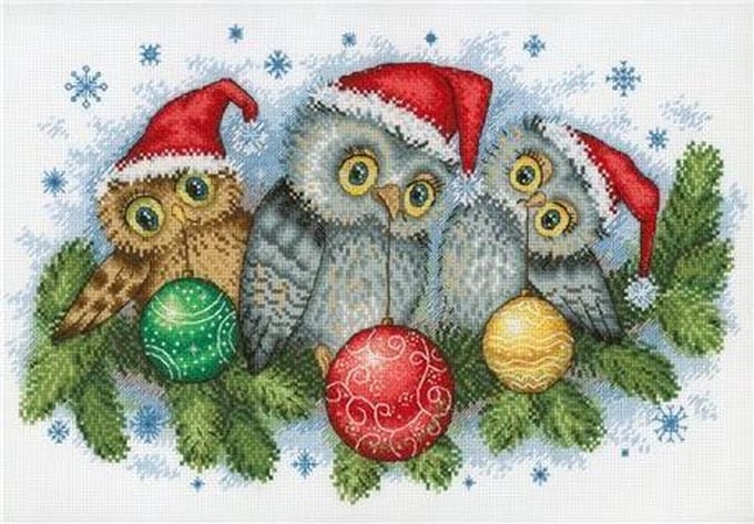 Borduurpakket Kerst - Uilen - Mp Studia