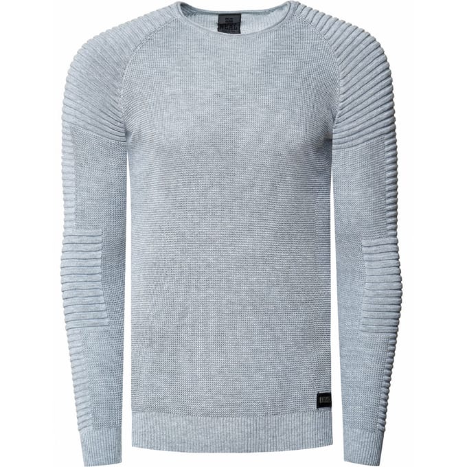 Slim fit fijngebreide biker trui met ronde hals