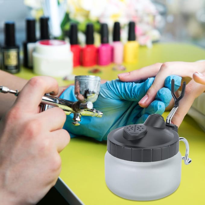 Airbrush Schoonmaakpot Glas Staal en Plastic Gemaakt Verf Schoonmaakpot(Matte Pot) white