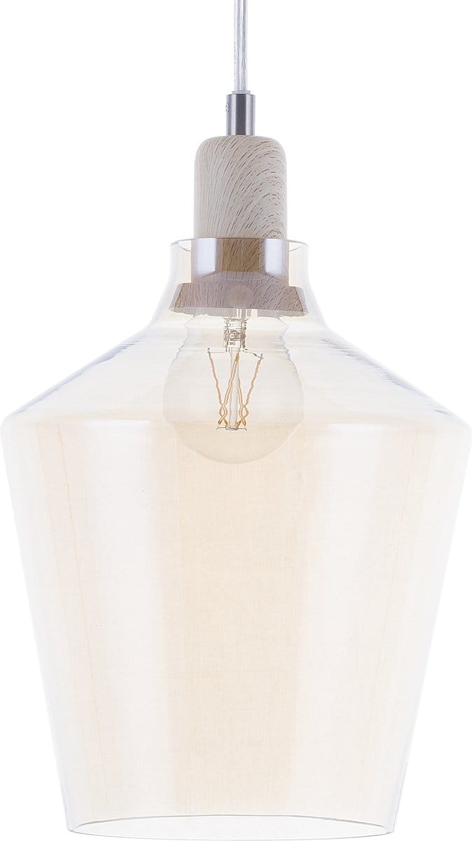 SANTON - Hanglamp - Lichte houtkleur - Glas