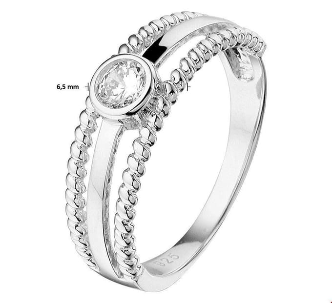 Zilver Gerhodineerde Ring zirkonia 1329257 16.50 mm (52)