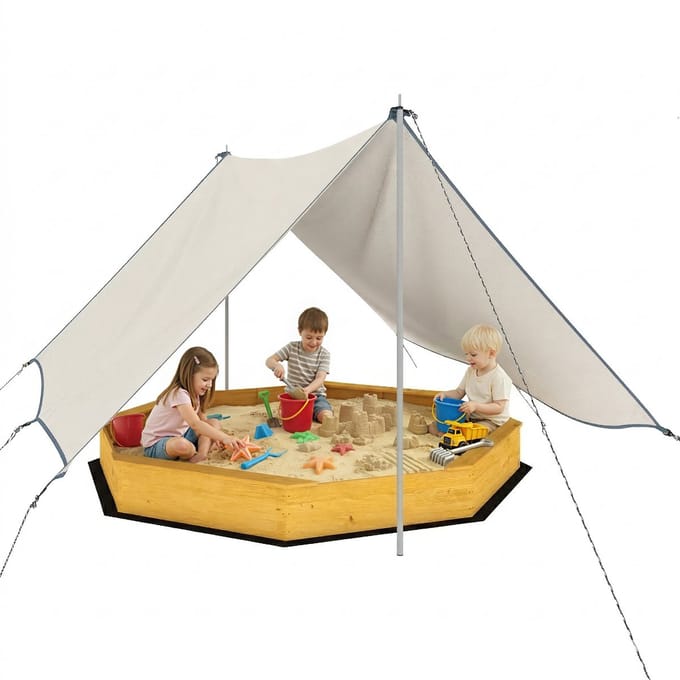AIYAPLAY-Kinderzandbak-Vurenhout, polyester--Geel