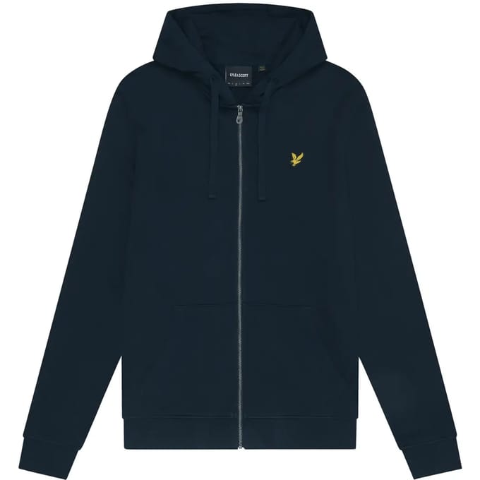Lyle & Scott Loopback katoenen hoodie met volledige ritssluiting - marineblauw