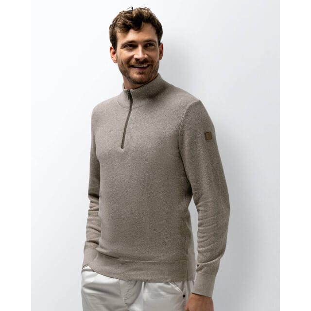 State Of Art Half Zip Trui Melange Beige - Maat M - Heren - Pullovers