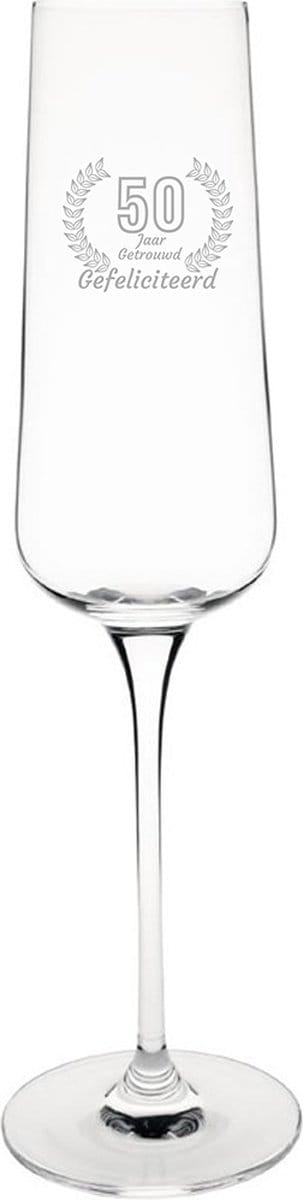 Gegraveerde Champagneglas 27cl Gefeliciteerd 50 jaar getrouwd