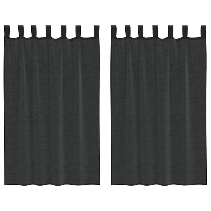 vidaXL - Gordijnen - voile - met - tab - top - 2 - st - zwart
