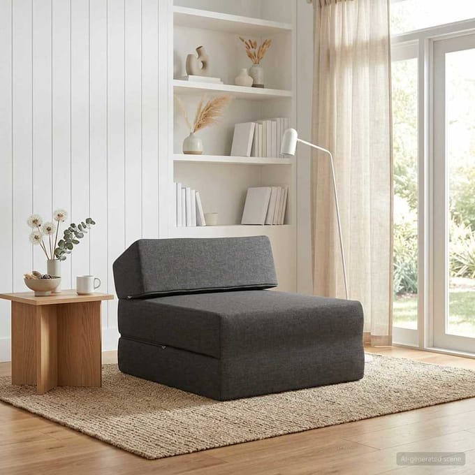 vidaXL - Vouwbare - Sofa - Bed - Donkergrijs - 60 - x - 70 - x - 41 - cm - Stof