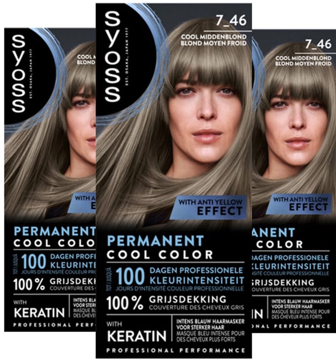3x Syoss Permanent Coloration 7-46 Cool Middenblond