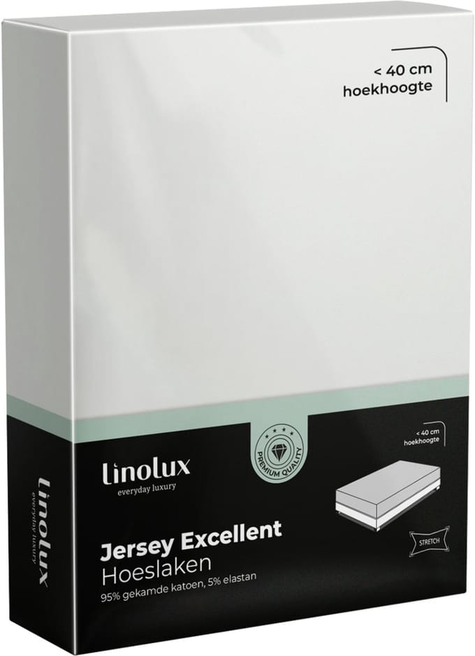 Linolux Hoeslaken Jersey Excellent Offwhite 80x200 t/m 100x220
