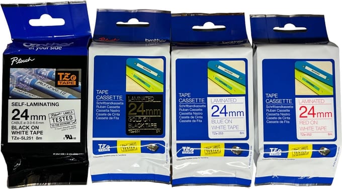 4x Originele Brother Tze tape 24mm x 8 Meter