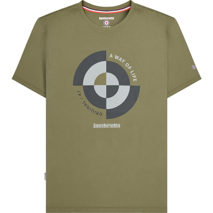 Lambretta Heren Target Kwadrant Groot & Lang T-Shirt (Khaki)