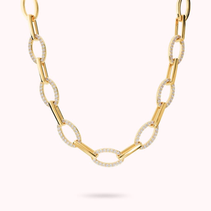 Bronzallure Necklace With Pave' - Yellow Gold WSBZ02595Y.WR Brons 42