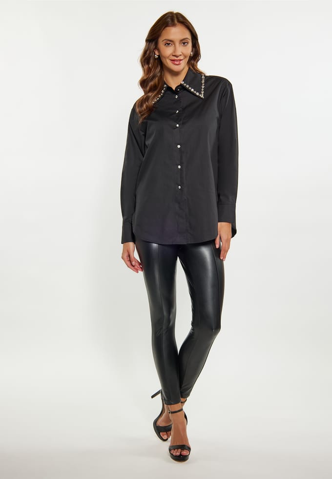 Faina overhemdblouse Dames zwart