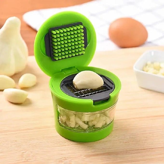 Presse à boue d'ail en plastique multifonctionnelle, trancheuse, stockage de dés, cuisine, gadget pratique pour légumes, presse à boue d'ail vert