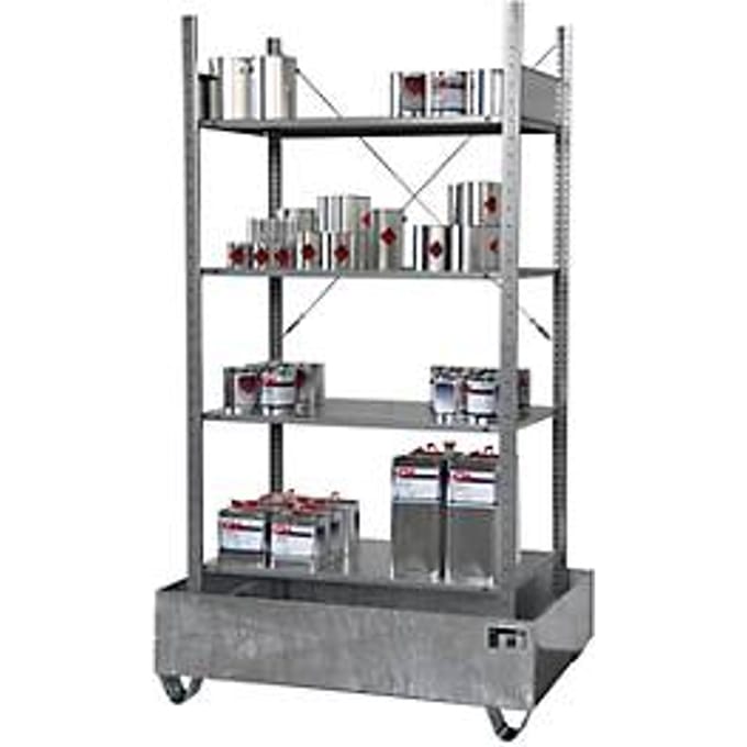 BAUER S 3022-4E kleine containerlegbord, basislegbord, B 1200 x D 800 x H 2105 mm, 4 legborden + 1 opvangbak