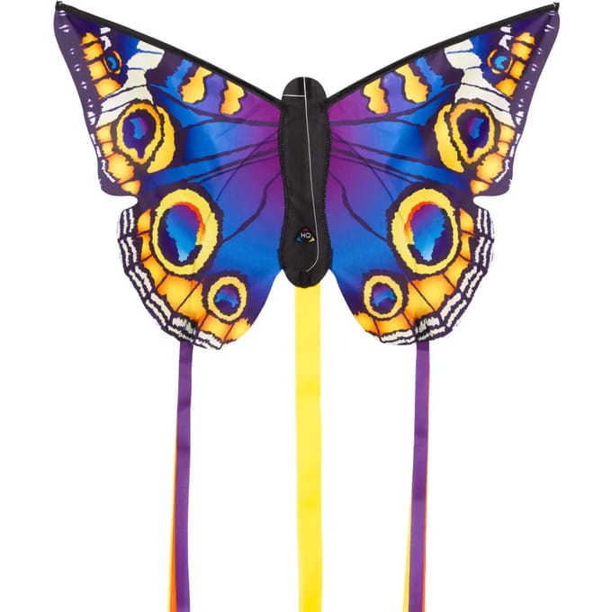 Vlinder vlieger - blauw - met staarten - 52 x 34 cm - strandspeelgoed