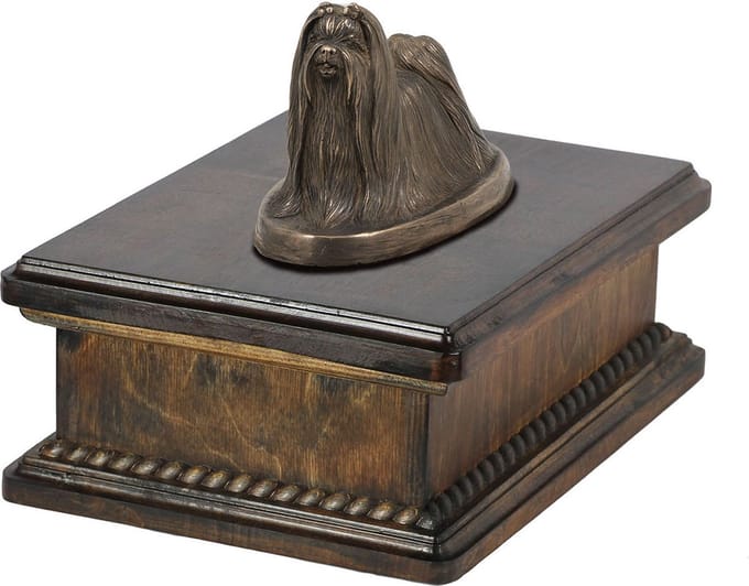 Maltese urn voor hondenas met elegante hondensculptuur