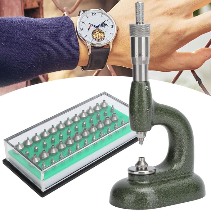 Horlogereparatiegereedschap Horlogemaker Strass Zetmachine Draadspoed Micrometer Donkergroen donkergroene kleur